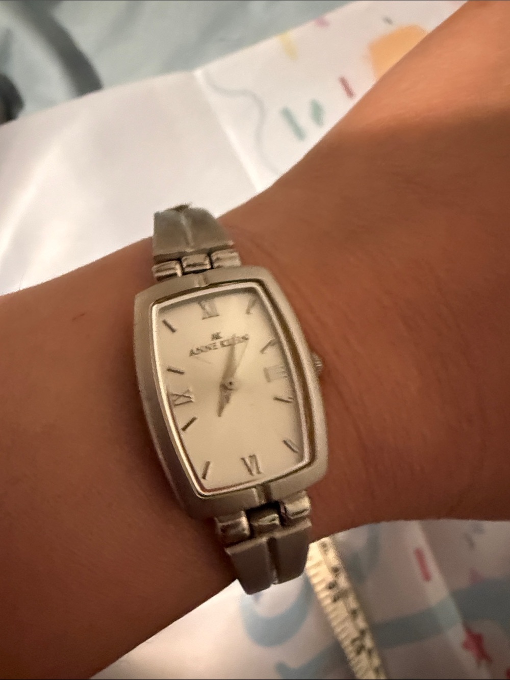 Anne Klein Silver and White Rectangular Bracelet Watch - Picture 3 of 4